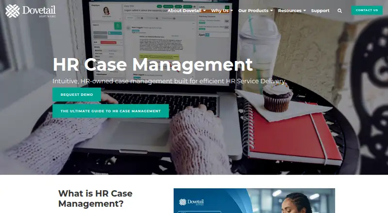 The Dovetail HR Case Management homepage