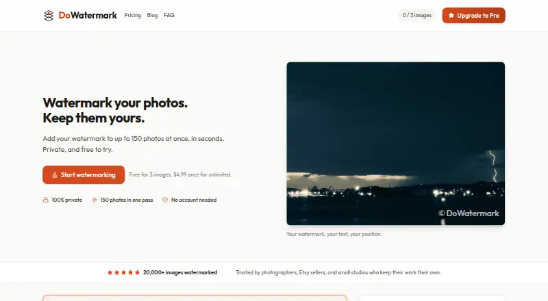 The DoWatermark homepage