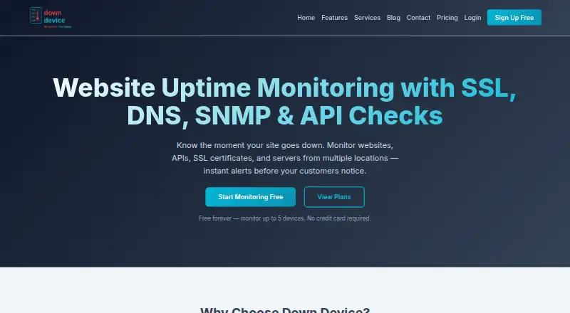 The Down Device homepage