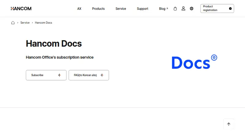 The Hancom Docs homepage
