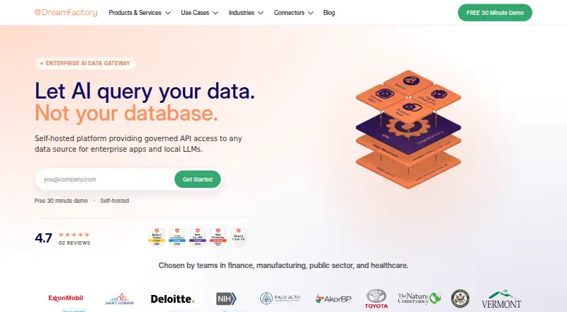 The DreamFactory homepage