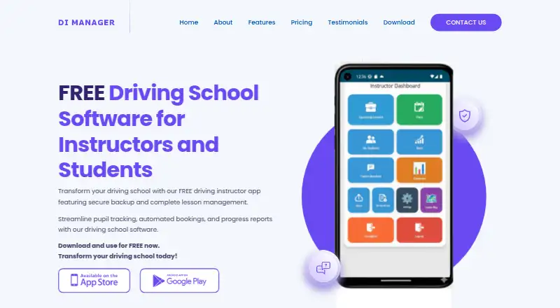 The Driving Instructor Manager homepage