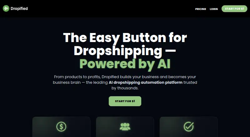 The Dropified homepage