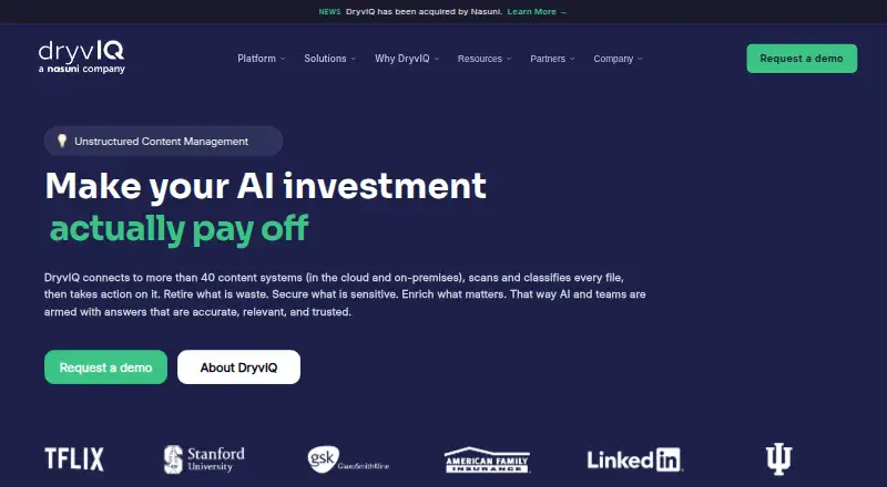The DryvIQ homepage