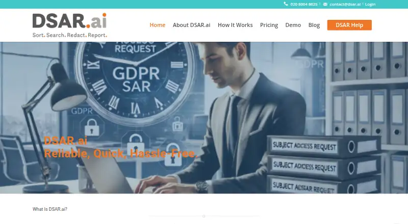 The DSAR.ai homepage