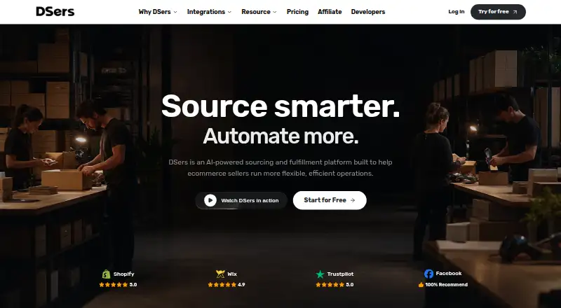 The DSers homepage