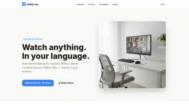 The dubly.me homepage