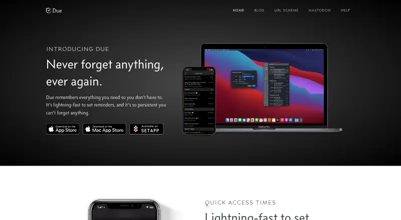 The Due homepage