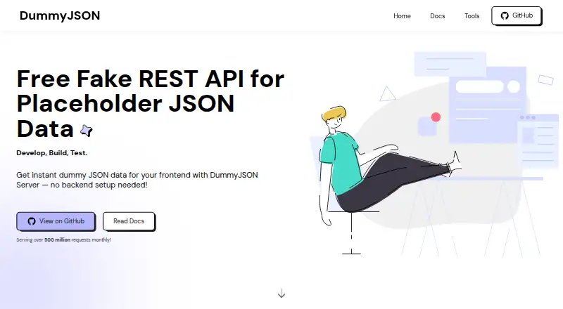 The DummyJSON homepage