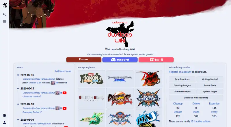 The Dustloop homepage