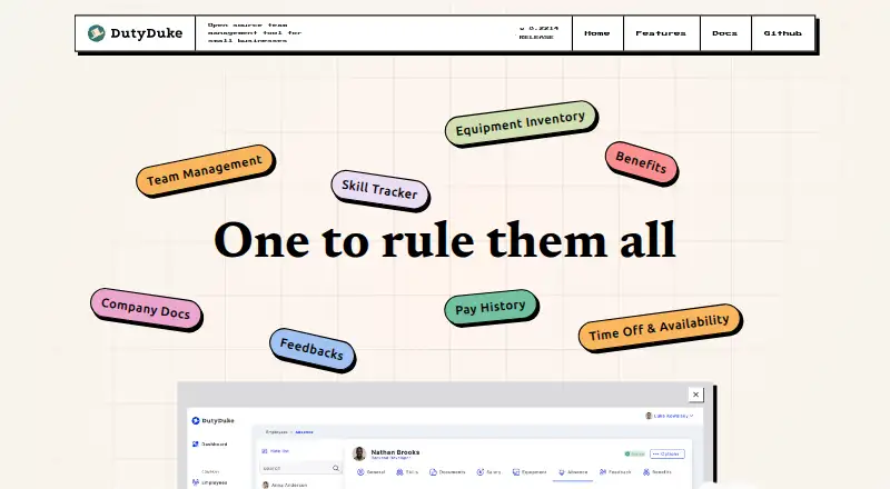 The DutyDuke homepage