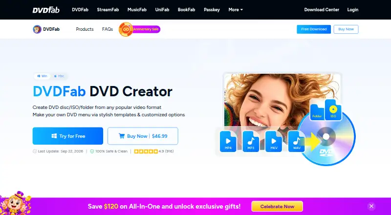 The DVDFab DVD Creator homepage