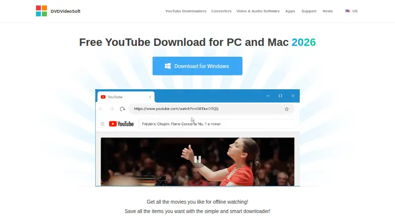 The Free YouTube Download homepage
