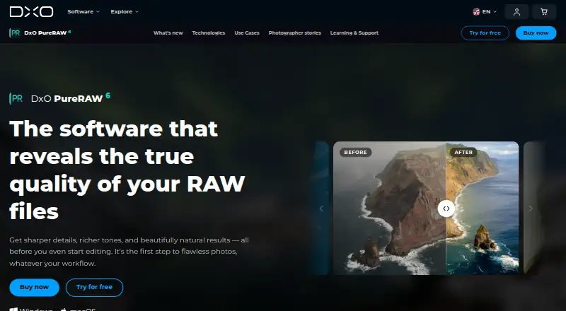 The DxO PureRAW homepage