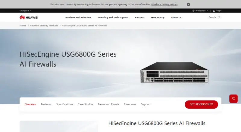 The Huawei HiSecEngine USG6800G homepage