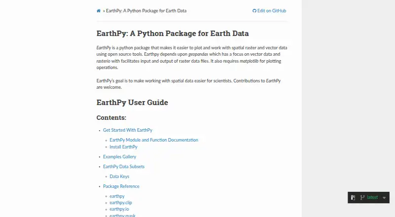 The earthpy homepage