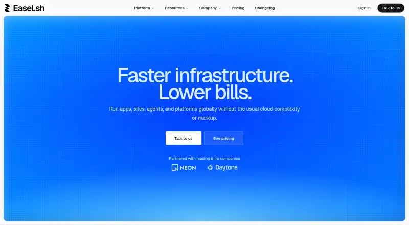 The Easel homepage
