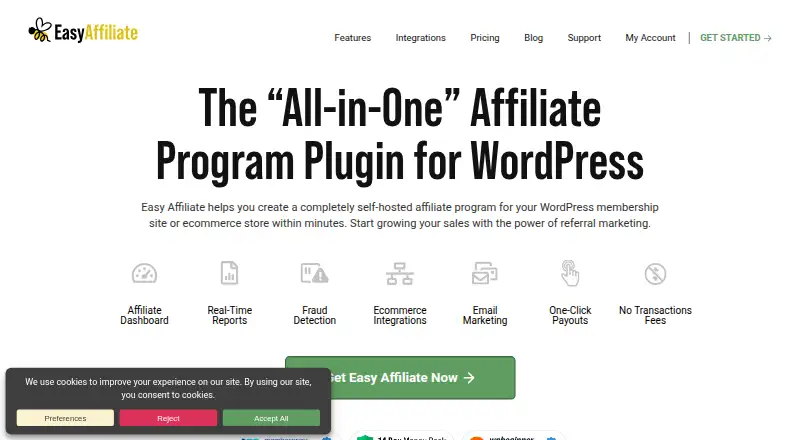 The Easy Affiliate homepage