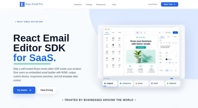 The Easy Email Pro homepage