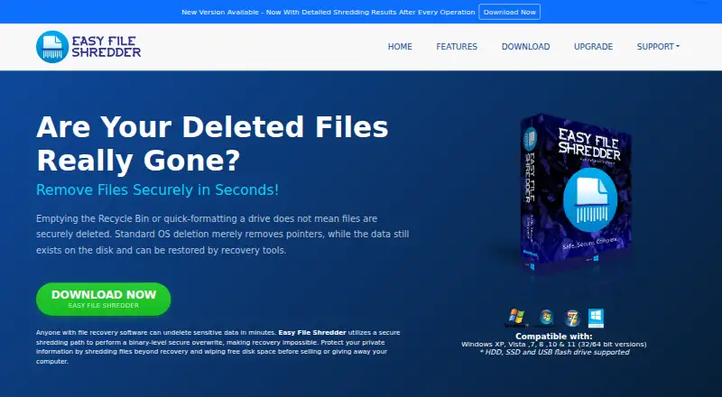 The Easy File Shredder homepage