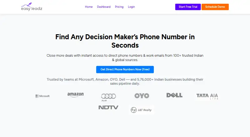 The EasyLeadz homepage
