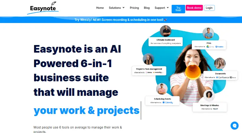 The Easynote homepage