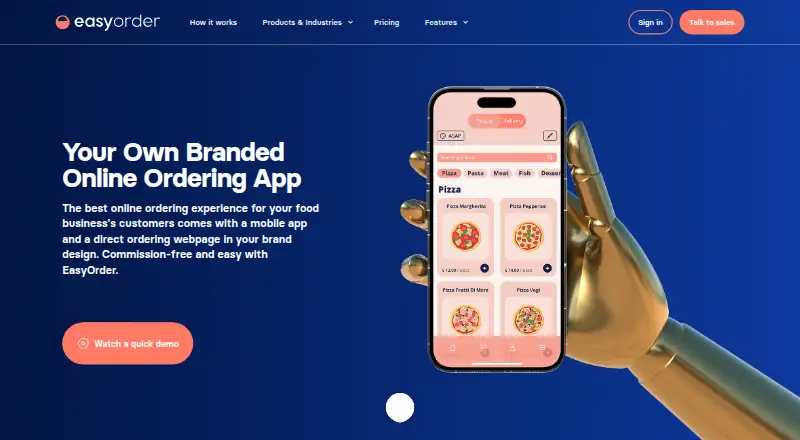 The EasyOrder homepage