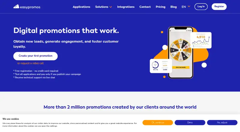 The Easypromos homepage
