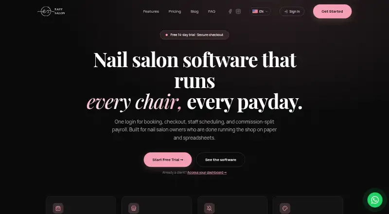 The EasySalon homepage