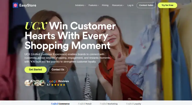 The EasyStore homepage