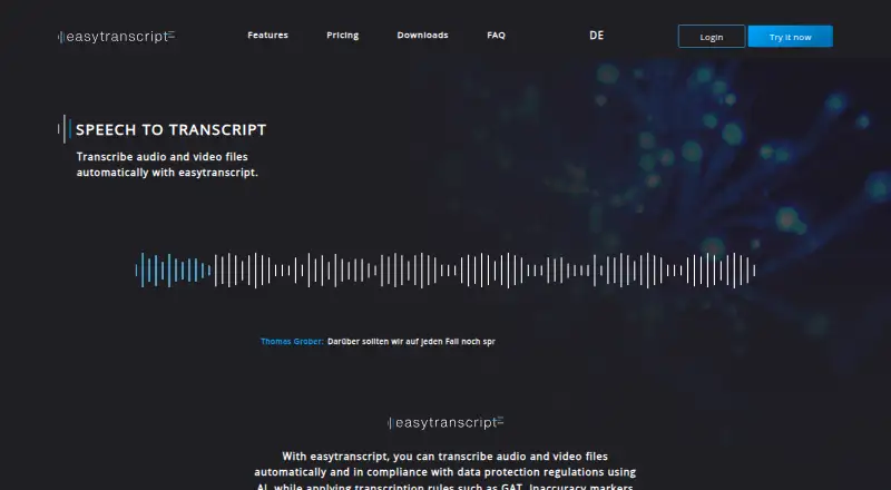 The easytranscript homepage