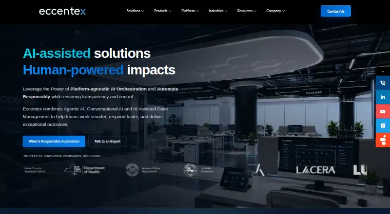 The Eccentex HyperAutomation Cloud homepage