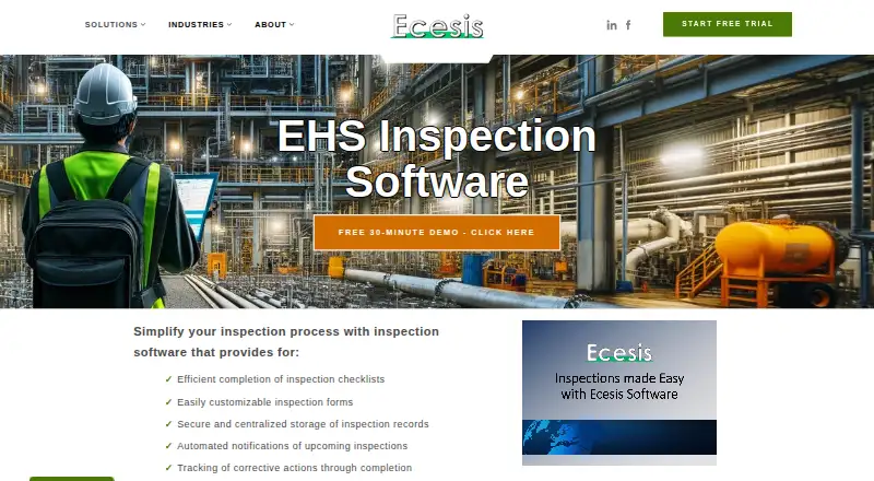 The Ecesis Inspection Software homepage