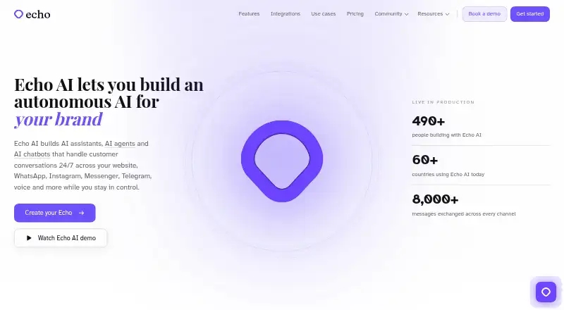 The Echo AI homepage