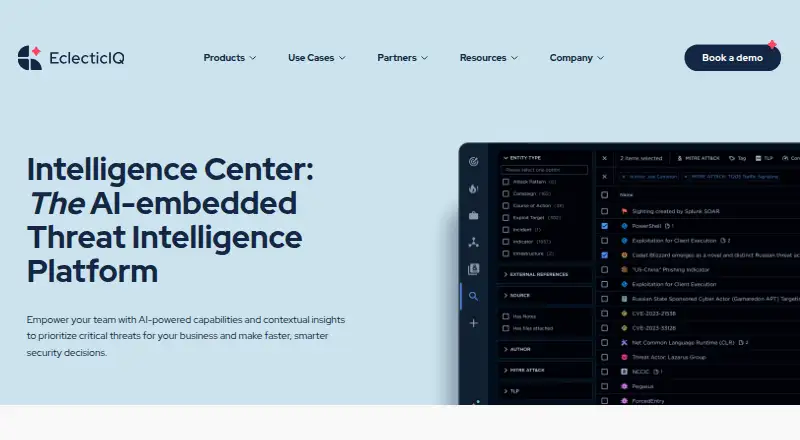 The EclecticIQ Platform homepage