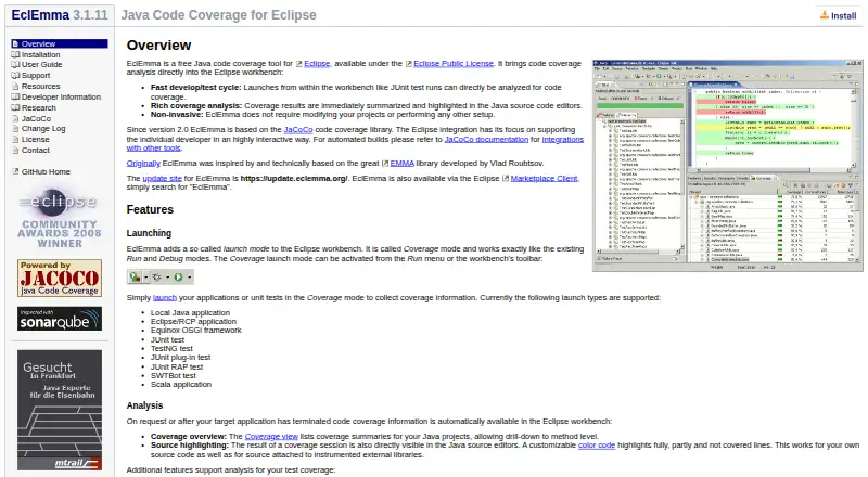 The EclEmma homepage