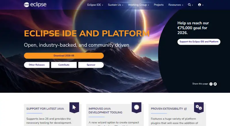 The Eclipse IDE homepage
