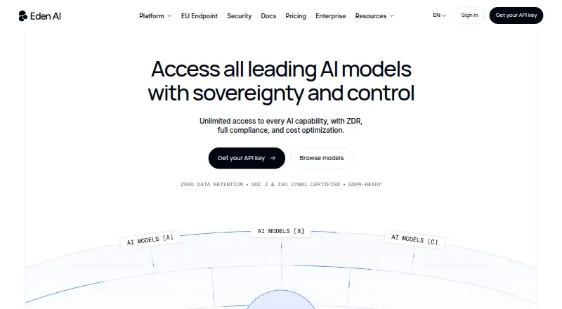 The Eden AI homepage