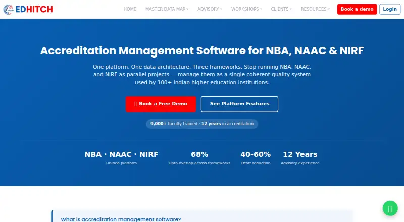 The Edhitch Accreditation Management Platform homepage