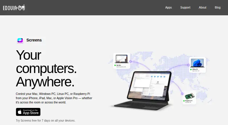 The Screens homepage