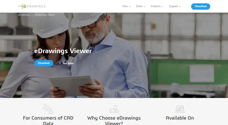 The eDrawings Viewer homepage