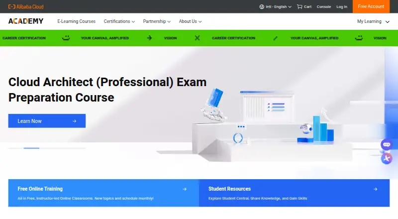 The Alibaba Cloud Academy homepage