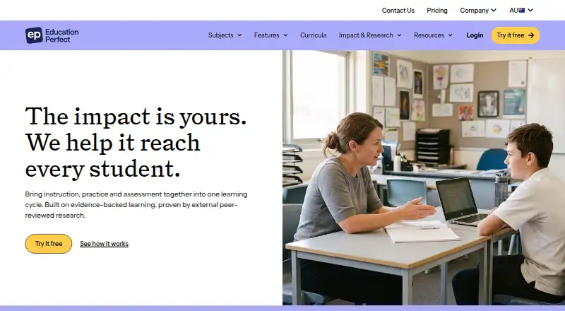 The Education Perfect homepage