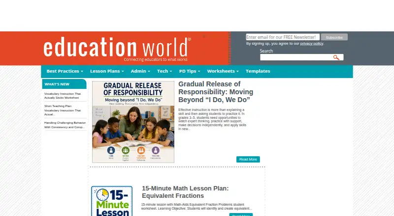 The Education World homepage