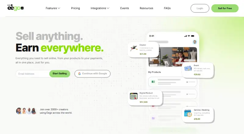 The Eego homepage