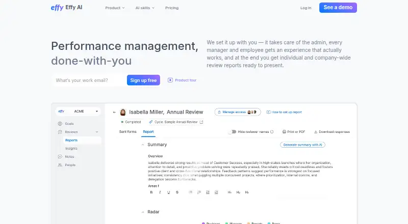 The Effy AI homepage