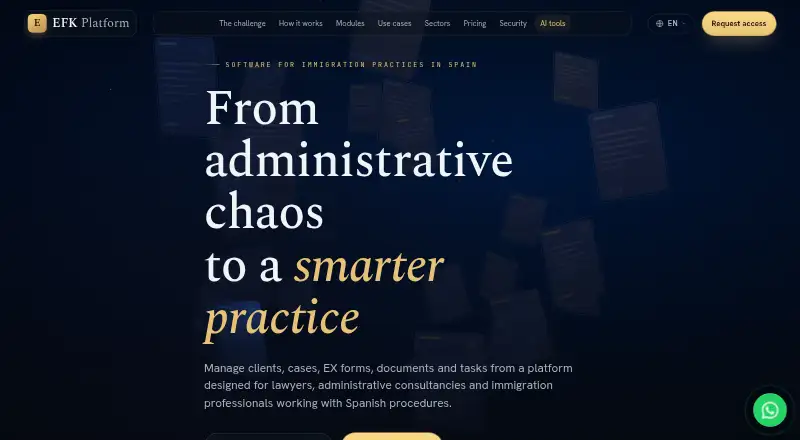 The EFK Platform homepage