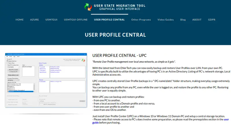 The EhlerTech User Profile Central homepage