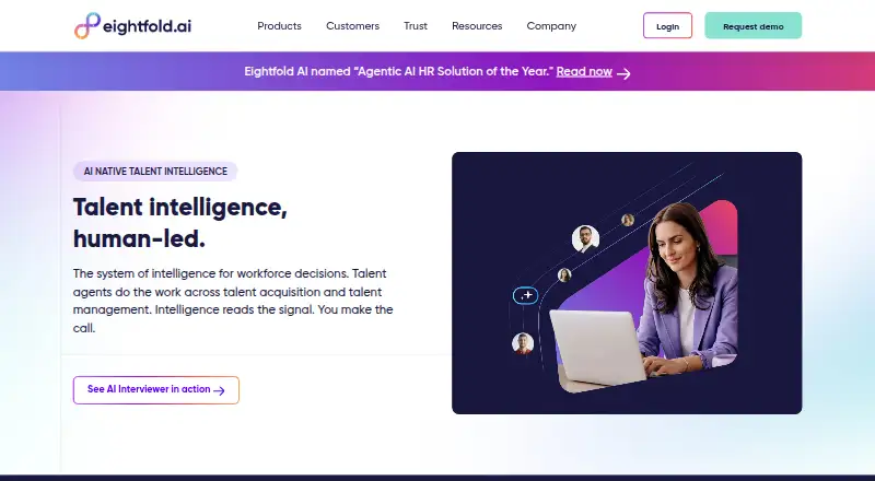 The Eightfold AI homepage