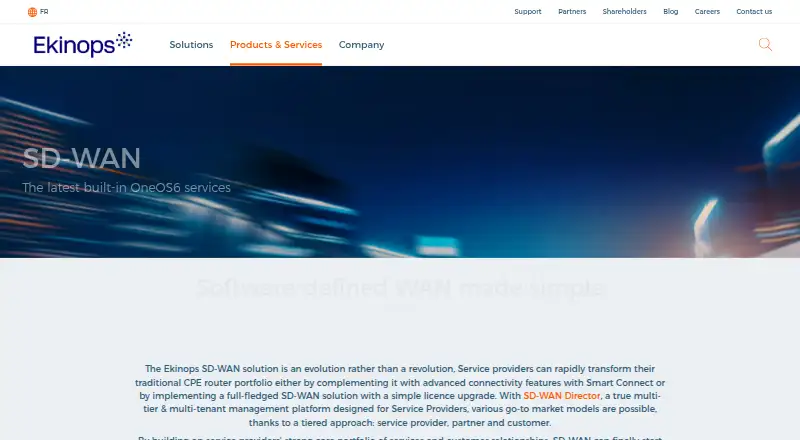 The Ekinops SD-WAN homepage
